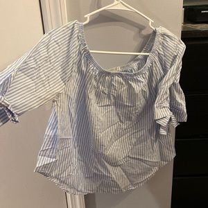 Blue and white striped blouse off the shoulder size medium